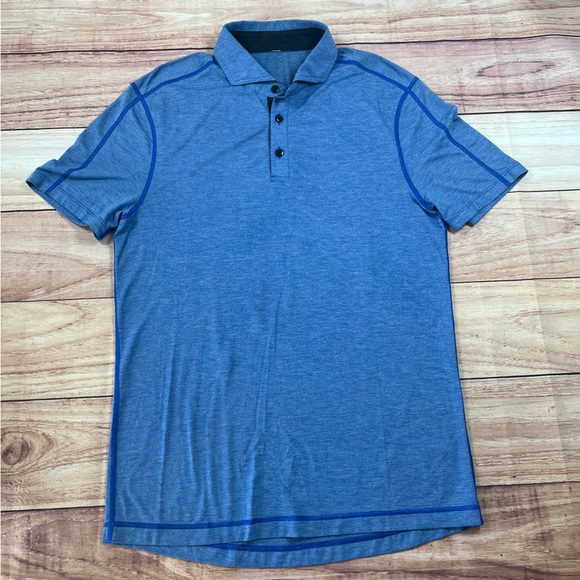 Lululemon Precision Polo Shirt Performance‎ Stretch Blue Black Men’s S/M (?) - Picture 1 of 8